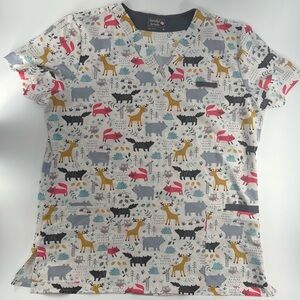 Sanibel Scrubs Animal Print Women's V-Neck Scrub Top